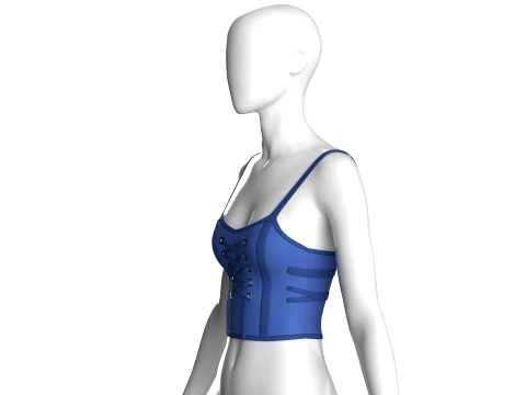 Girls Crop Top With Center Front Lace-Up 3D Model