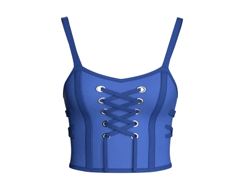 Girls Crop Top With Center Front Lace-Up 3D Model