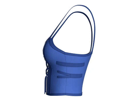 Girls Crop Top With Center Front Lace-Up 3D Model
