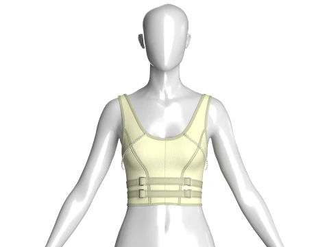 Girls Crop Top With Dual Buckles Model 3D