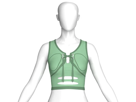 Girls Lace-Up Crop Top With Keyhole Cutout Model 3D
