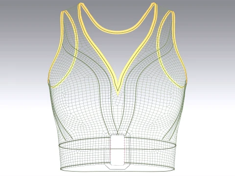Girls Ribbed Bralette Top With Buckle Detail 3D Model