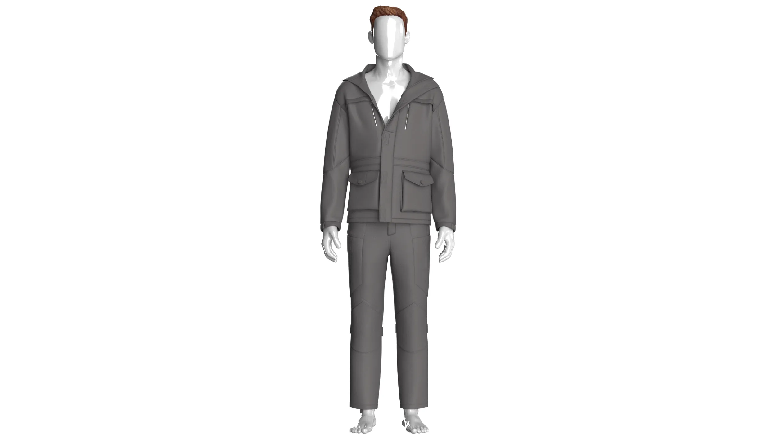 Men Hooded Jacket With Cargo Pant-Outfit 3D Model .c4d .max .obj .3ds .fbx .stl .blend