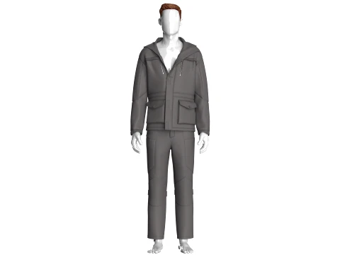 Men Hooded Jacket With Cargo Pant-Outfit 3D 모델