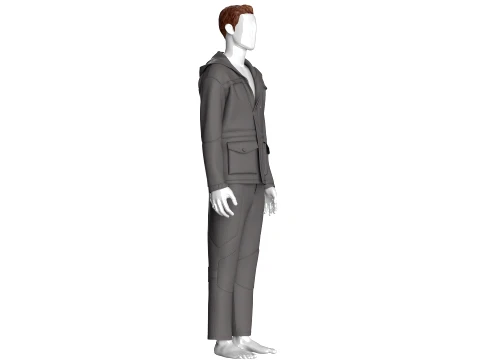 Men Hooded Jacket With Cargo Pant-Outfit 3D Model