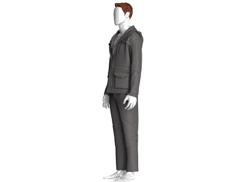 Men Hooded Jacket With Cargo Pant-Outfit 3D Model