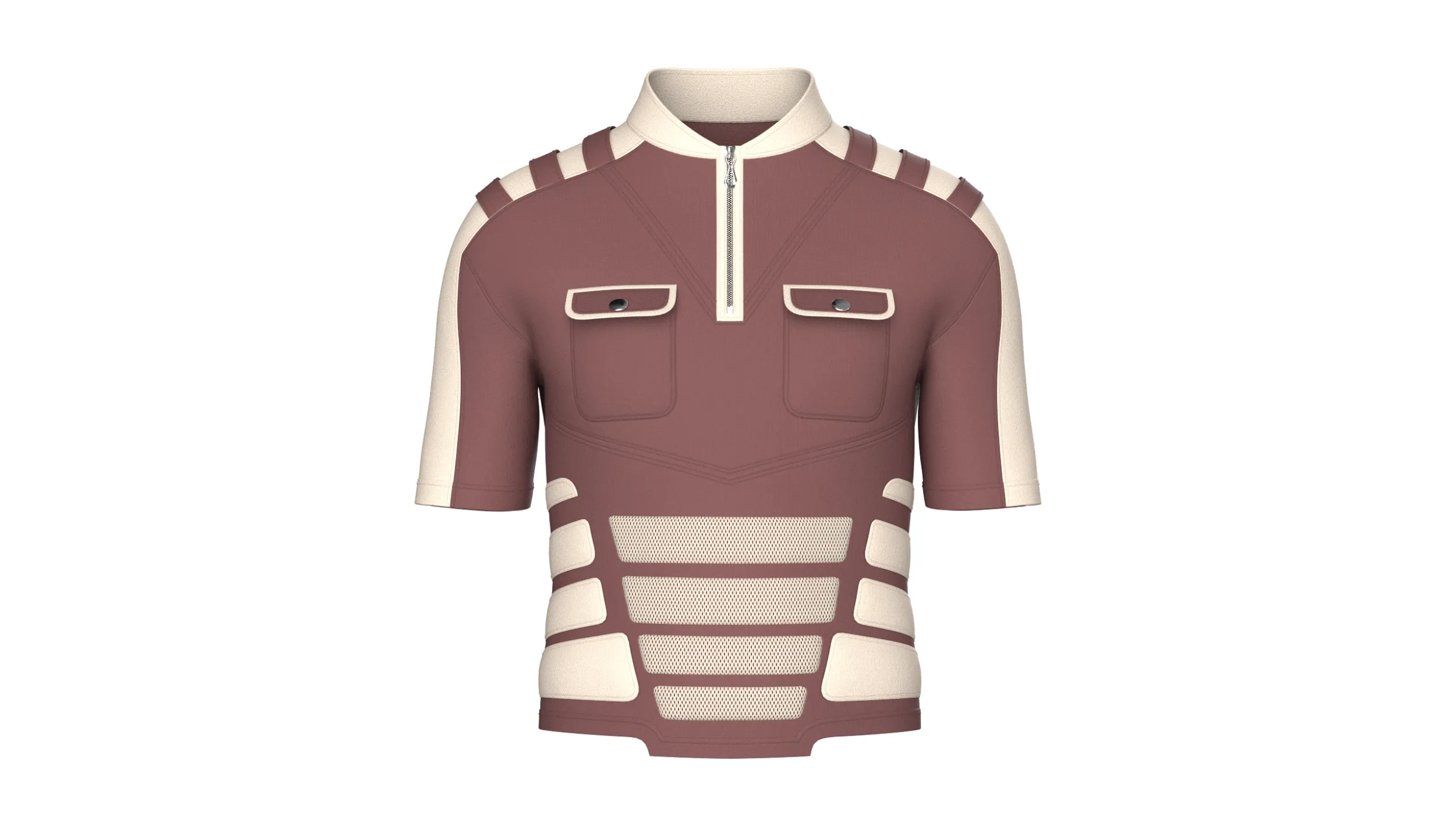Men Tactical Half-Zip Cycling Jersey 3D Model .c4d .max .obj .3ds .fbx .stl .blend 