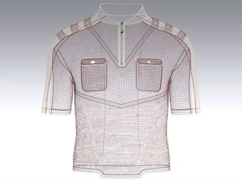 Men Tactical Half-Zip Cycling Jersey 3D Model
