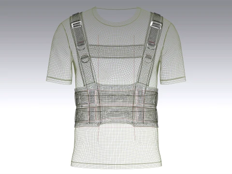 Men T-Shirt With Tactical Chest Rig 3D Model