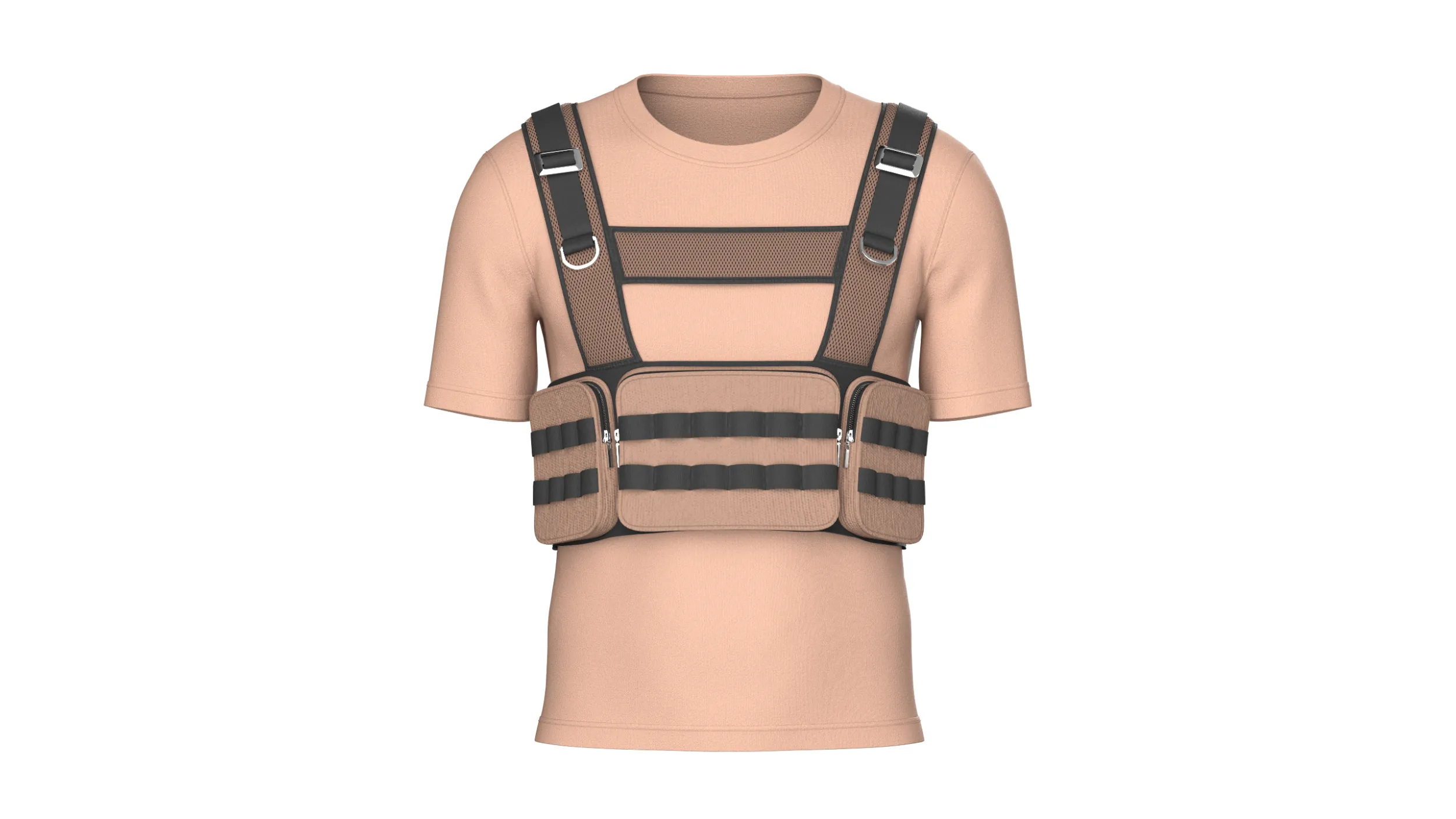 Men T-Shirt With Tactical Chest Rig V2 3D Model .c4d .max .obj .3ds .fbx .stl .blend 