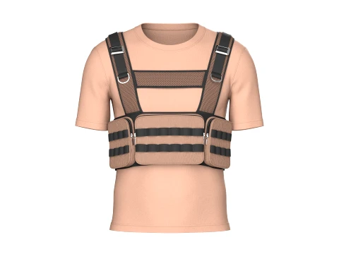 Men T-Shirt With Tactical Chest Rig V2 Model 3D