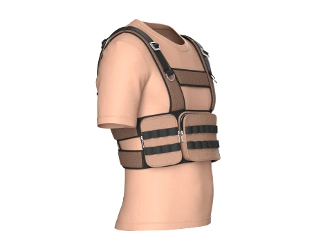 Men T-Shirt With Tactical Chest Rig V2 3D Model