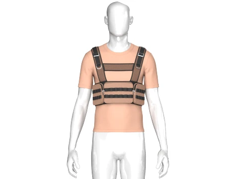 Men T-Shirt With Tactical Chest Rig V2 3D Model