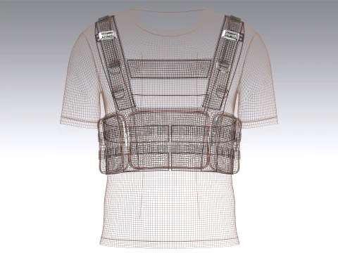 Men T-Shirt With Tactical Chest Rig V2 3D Model