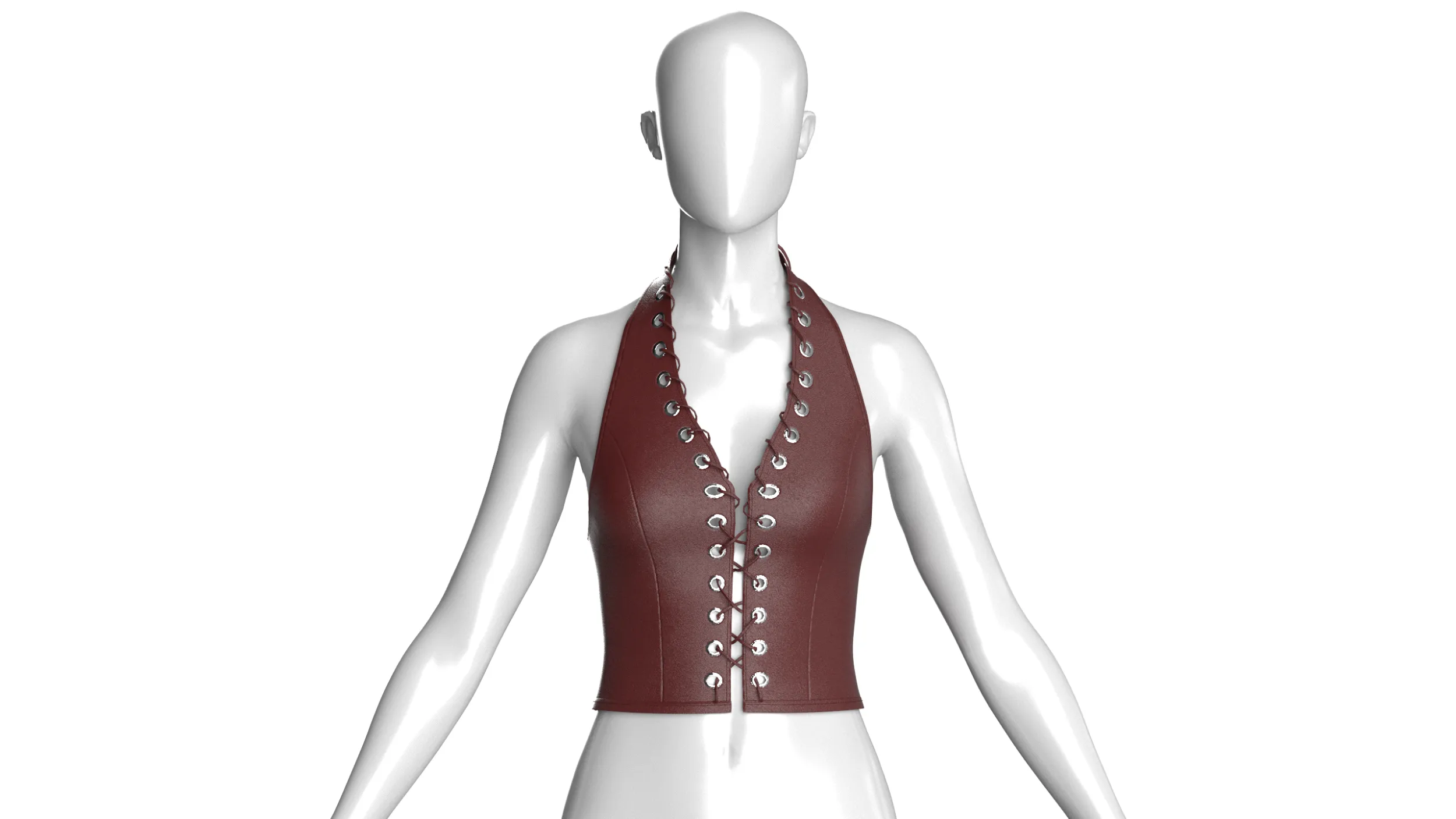 Girls Halter Top With Front Lace-Up Eyelets 3D Model .c4d .max .obj .3ds .fbx .stl .blend
