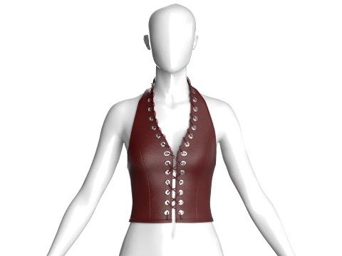 Girls Halter Top With Front Lace-Up Eyelets 3D Model
