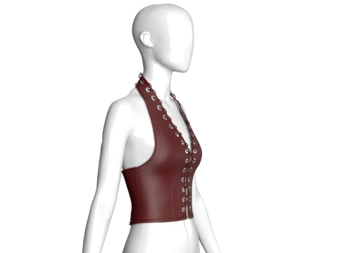 Girls Halter Top With Front Lace-Up Eyelets 3D Model