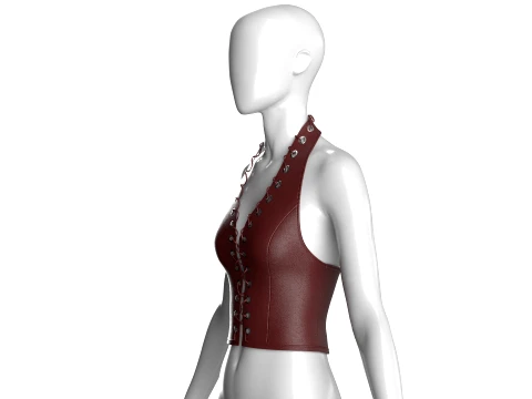 Girls Halter Top With Front Lace-Up Eyelets 3D Model