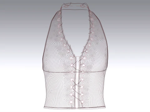 Girls Halter Top With Front Lace-Up Eyelets 3D Model