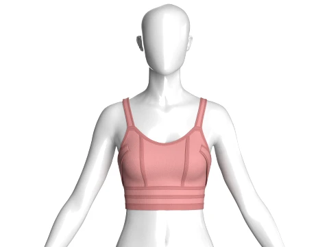 Girls Sports Bra Top With Scoop Neck 3D Model