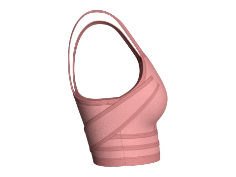 Girls Sports Bra Top With Scoop Neck 3D Model