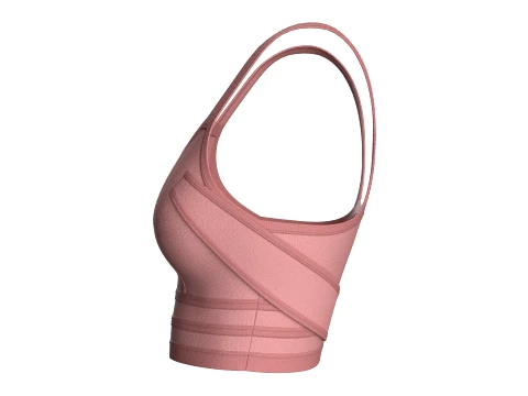 Girls Sports Bra Top With Scoop Neck 3D Model