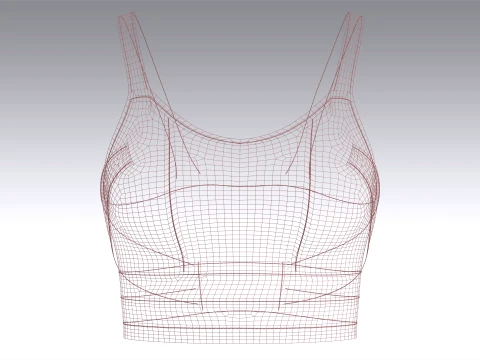 Girls Sports Bra Top With Scoop Neck 3D Model
