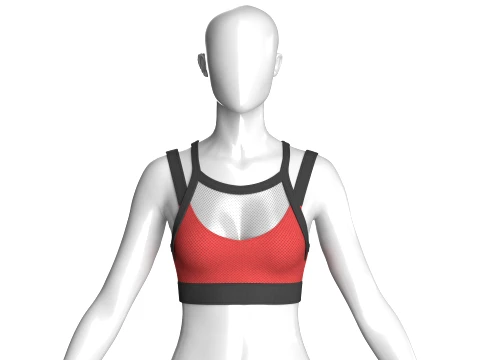 Girls Sports Bra With Sheer Upper Mesh Panel 3D Model