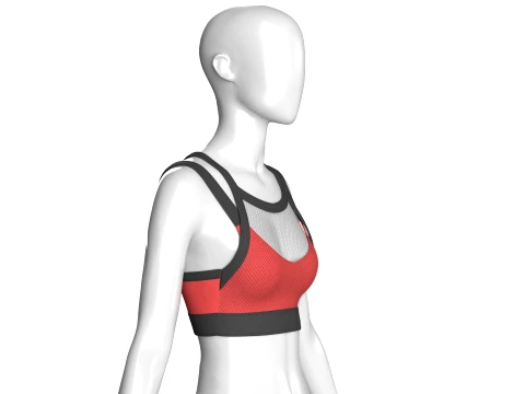 Girls Sports Bra With Sheer Upper Mesh Panel 3D Model