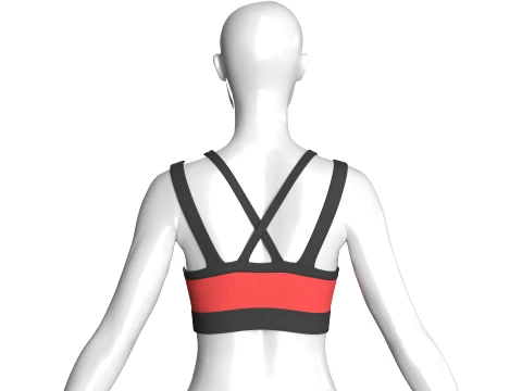 Girls Sports Bra With Sheer Upper Mesh Panel 3D Model
