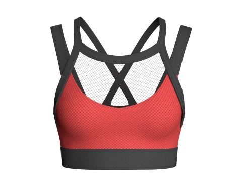 Girls Sports Bra With Sheer Upper Mesh Panel 3D Model