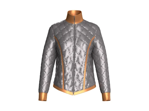 Girls Padded High Neck Full Zip Jacket Modèle 3D