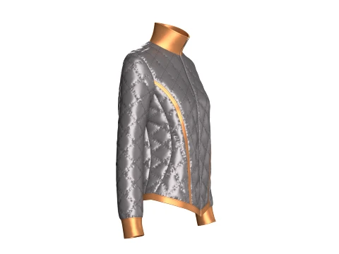 Girls Padded High Neck Full Zip Jacket 3D Model