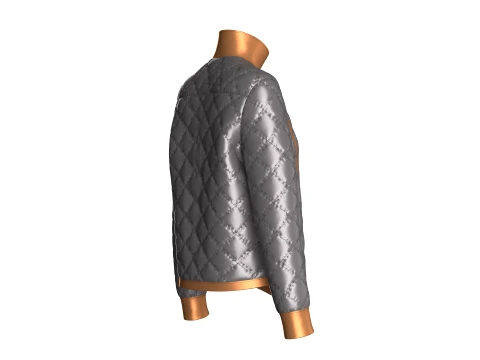 Girls Padded High Neck Full Zip Jacket 3D Model