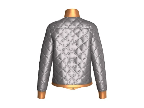 Girls Padded High Neck Full Zip Jacket 3D Model