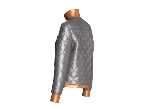 Girls Padded High Neck Full Zip Jacket 3D Model