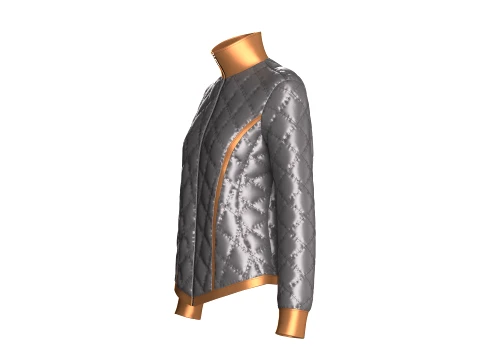 Girls Padded High Neck Full Zip Jacket 3D Model