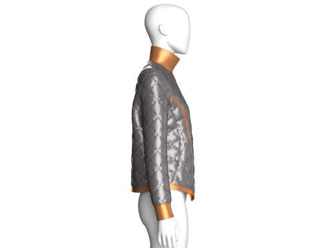 Girls Padded High Neck Full Zip Jacket 3D Model