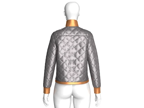 Girls Padded High Neck Full Zip Jacket 3D Model