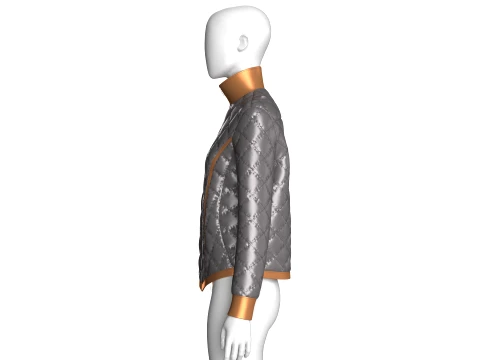 Girls Padded High Neck Full Zip Jacket 3D Model
