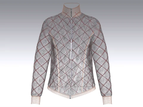 Girls Padded High Neck Full Zip Jacket 3D Model