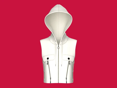 Girls Utility Sleeveless Crop Hoodie 3D Модель