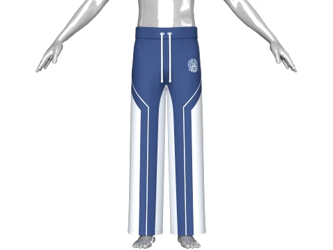 Men Color Block Wide-Leg Sweatpants 3D Model