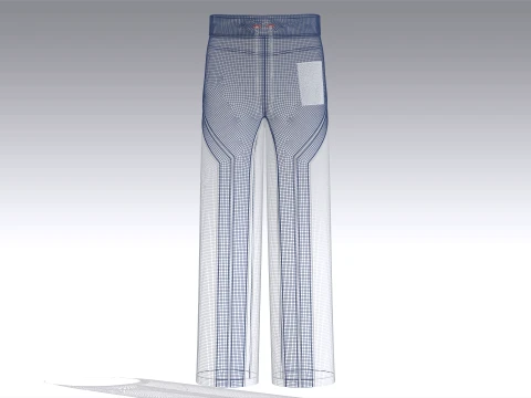 Men Color Block Wide-Leg Sweatpants 3D Model