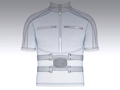 Men Cycling Jersey With Patch 3D Model