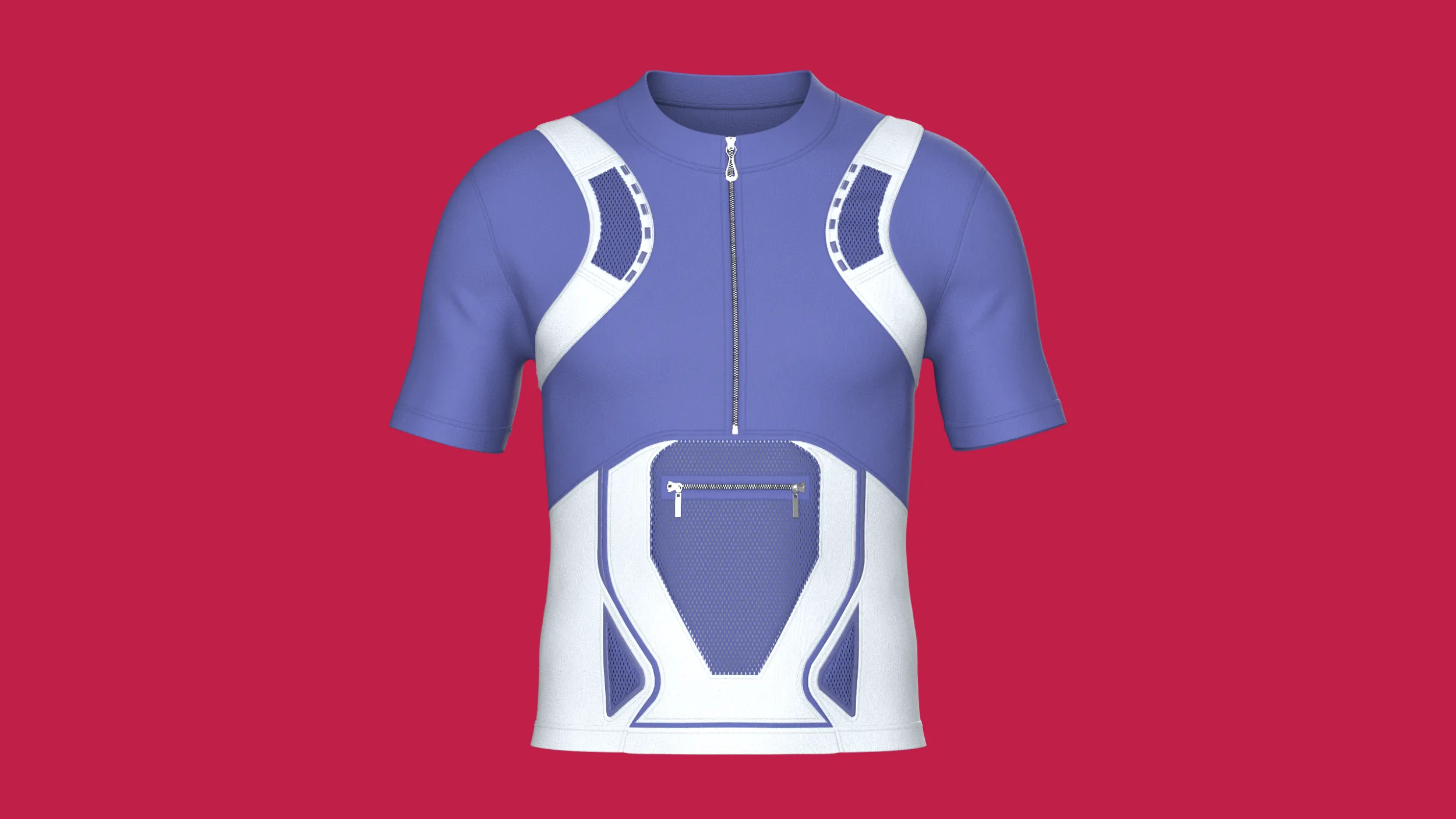 Men Half-Zip Cycling Jersey 3D Model .c4d .max .obj .3ds .fbx .stl .blend 