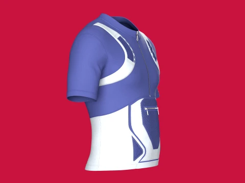 Men Half-Zip Cycling Jersey 3D Model