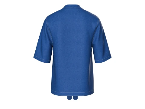 Men Denim Kimono Short Sleeve Utility Shirt 3D Model