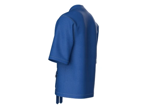 Men Denim Kimono Short Sleeve Utility Shirt 3D Model