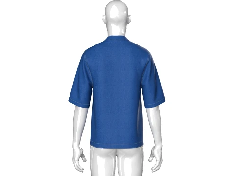 Men Denim Kimono Short Sleeve Utility Shirt 3D Model